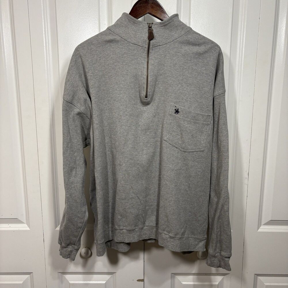 Knights of Round Table Sweater Mens 1X Gray 1/4 Zip Pocket Grandpa Core Vtg